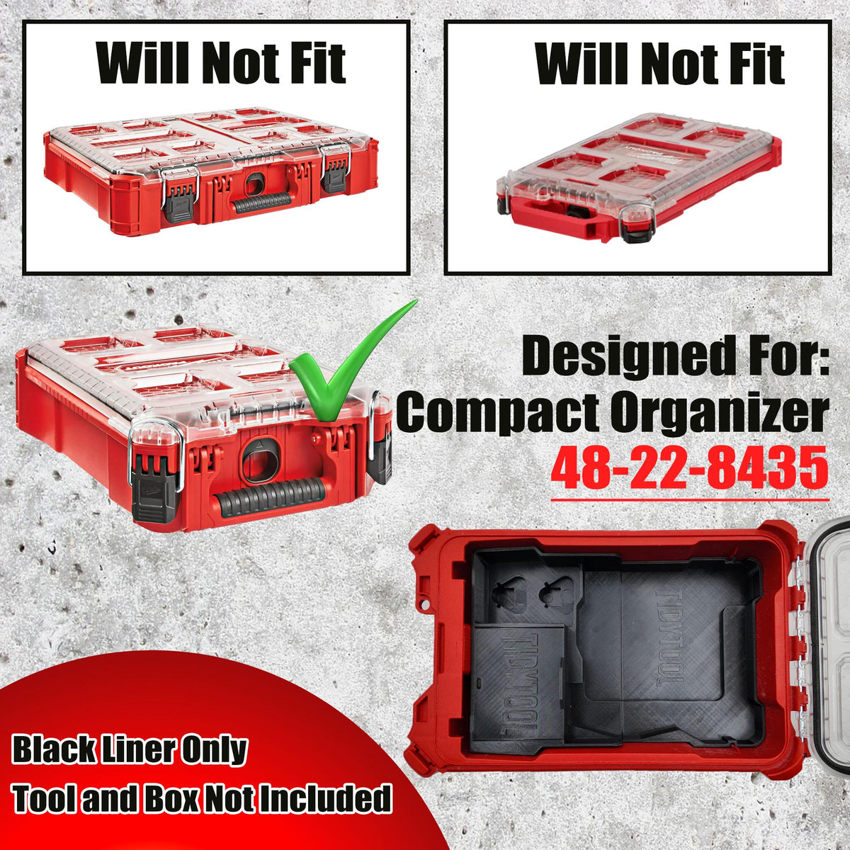 M12 Crown Stapler Packout Insert for Compact Organizer Battery and Staple Storage (2447-20)