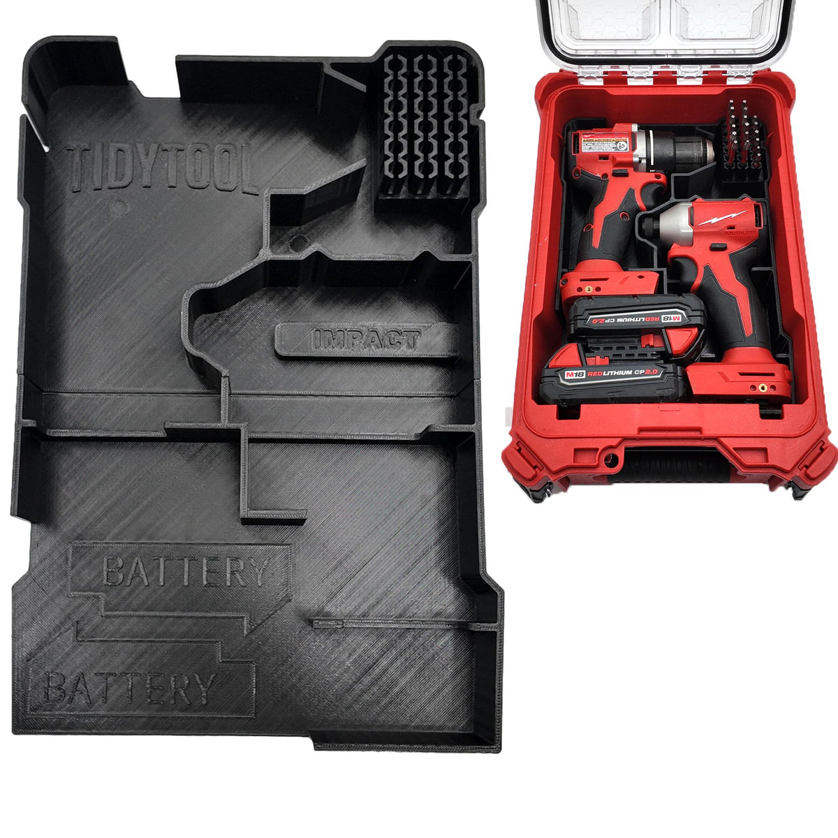 M18 Drill and Impact Driver Packout Insert for Compact Organizer Tool Storage (3601-20, 3650-20)