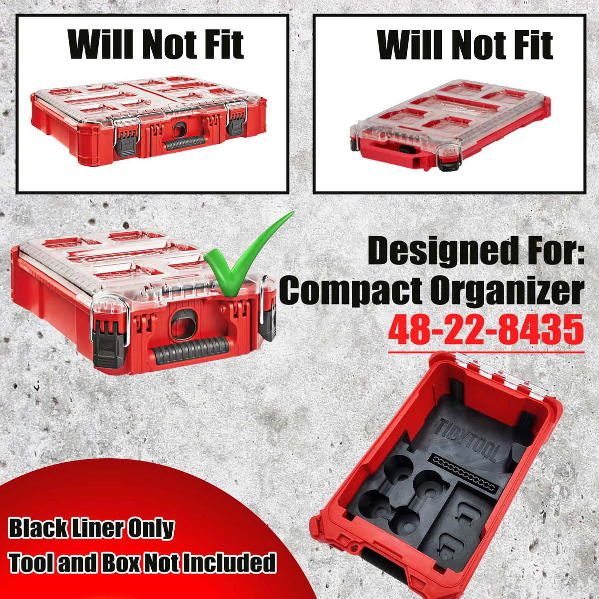 Milwaukee M12 FUEL Installation Drill/Driver Packout Insert, Compact Organizer (2505-20, 2505-22)