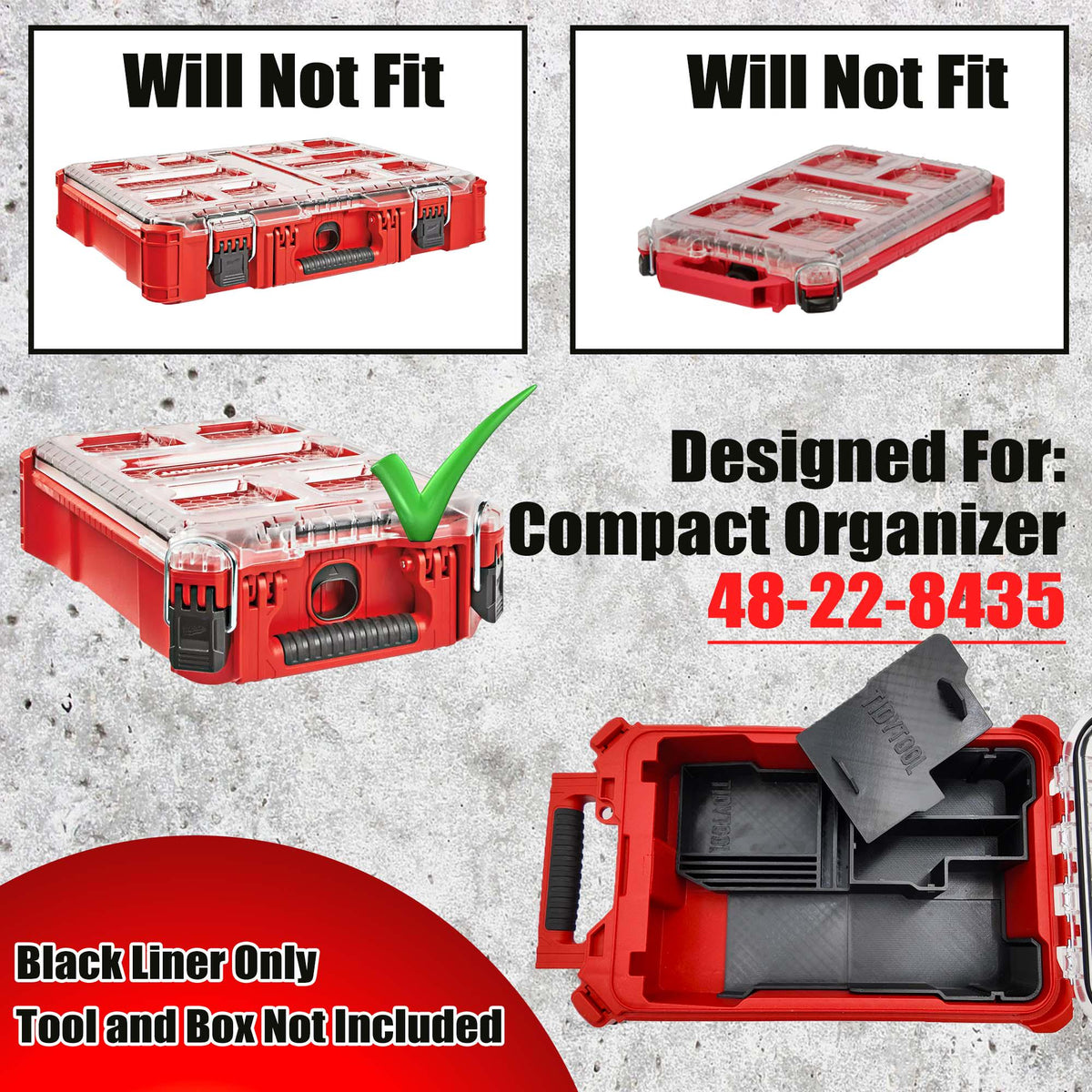 M18 Multi Tool Insert for Milwaukee Packout Compact Organizer Storage System. Models (2626-20; 2836-20)
