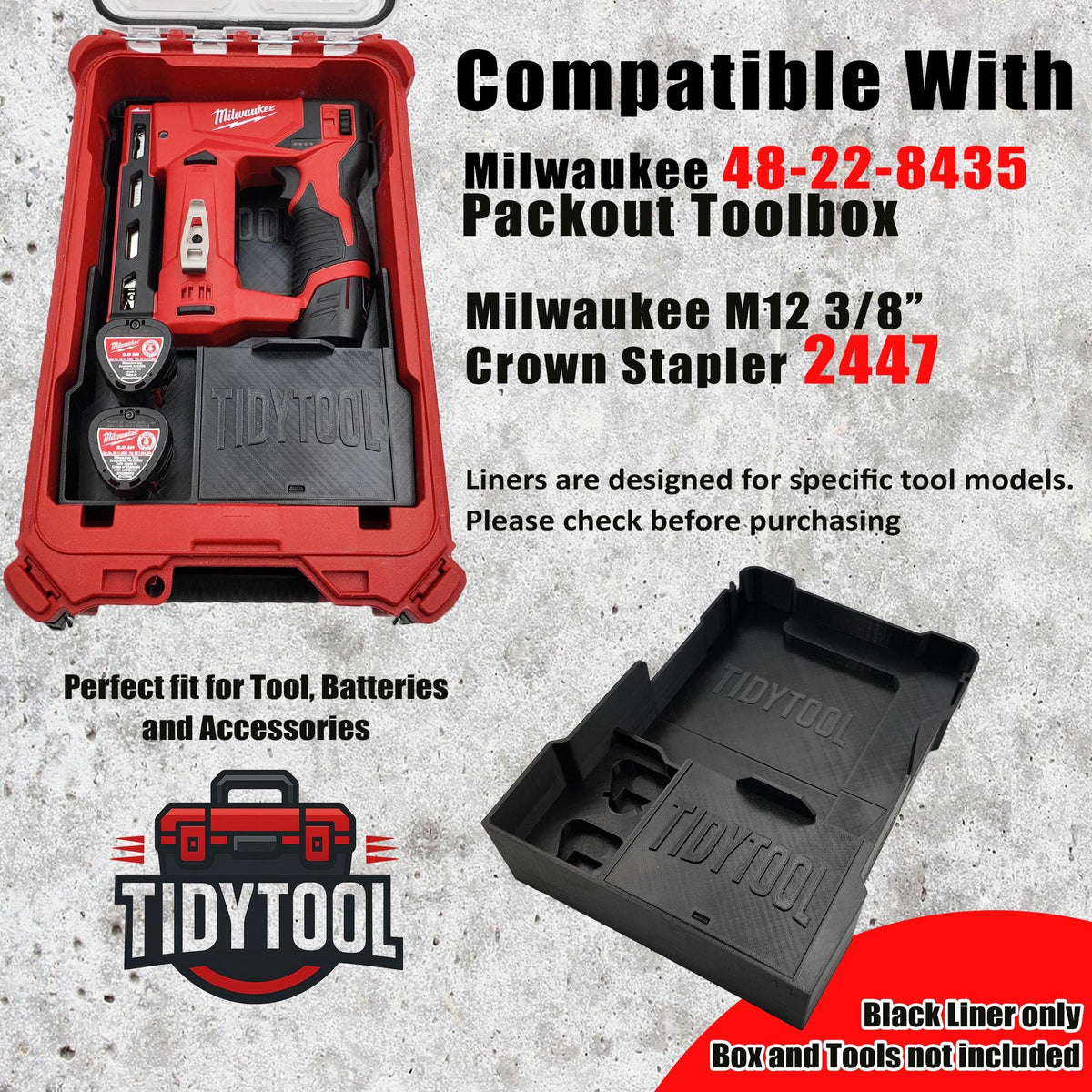 M12 Crown Stapler Packout Insert for Compact Organizer Battery and Staple Storage (2447-20)
