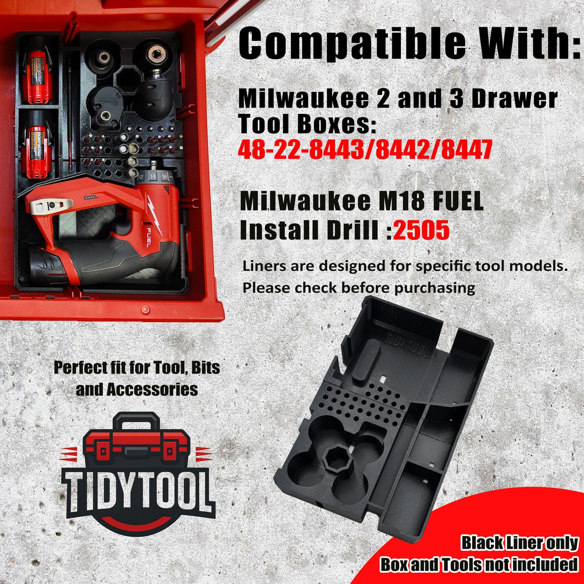 Milwaukee M12 FUEL Drill/Driver Packout Insert - PETG, Hidden AirTag