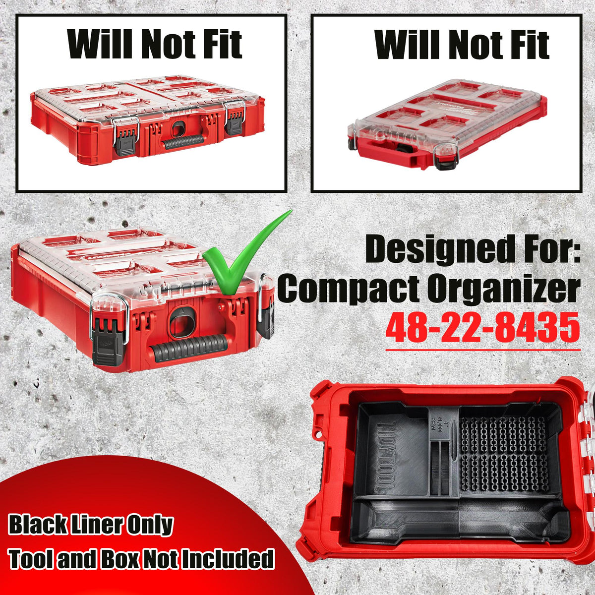 M12 FUEL 1/4" Straight Die Grinder Packout Insert for Compact Organizer (2486-20)