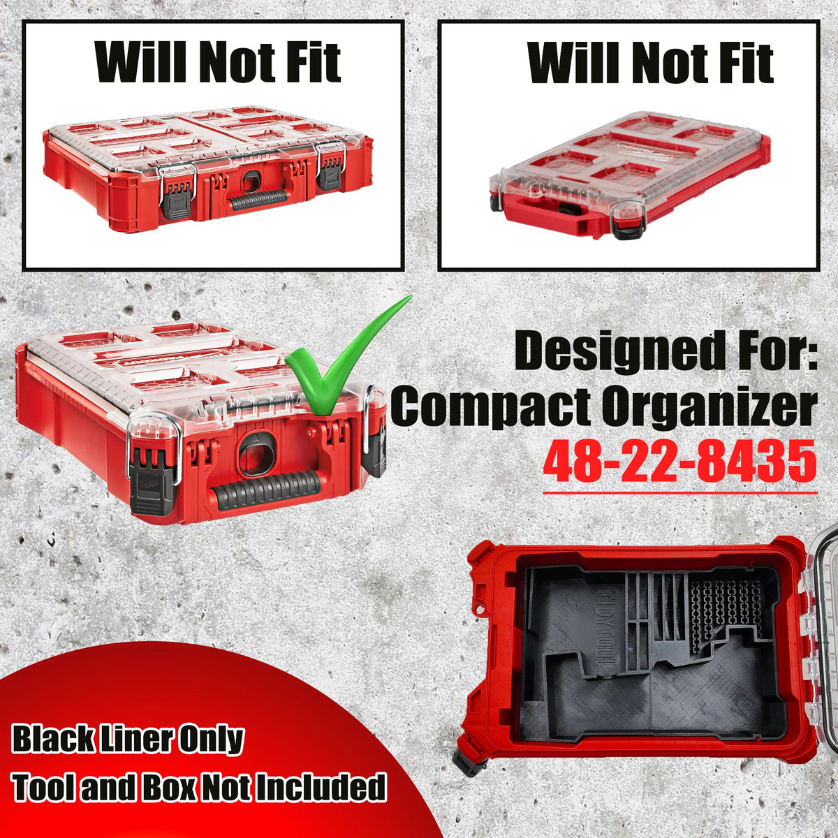 M12 Right Angle Die Grinder (3485-20) Packout Insert for Milwaukee Compact Storage System