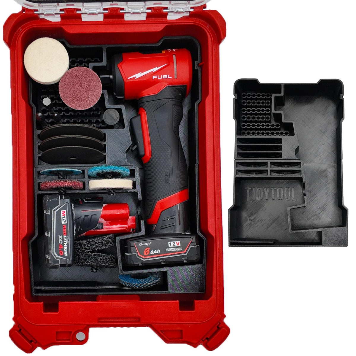 M12 Right Angle Die Grinder (3485-20) Packout Insert for Milwaukee Compact Storage System