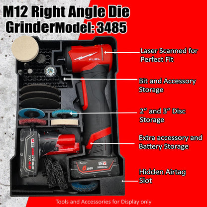 M12 Right Angle Die Grinder (3485-20) Packout Insert for Milwaukee Compact Storage System