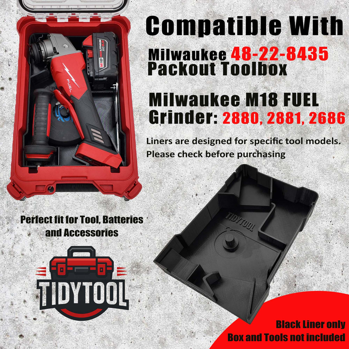 M18 Fuel Cut Off Grinder (2880-20) Packout Insert for Milwaukee Packout Storage System