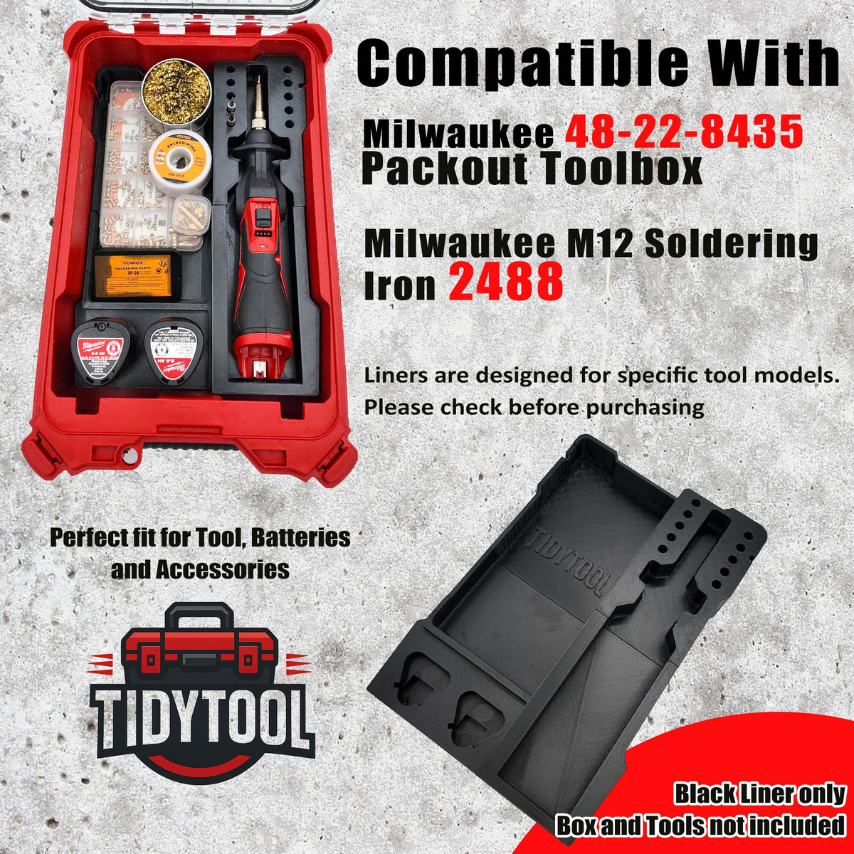 M12 Soldering Iron Packout Insert for Compact Organizer Tip and Battery Storage (2488-20)