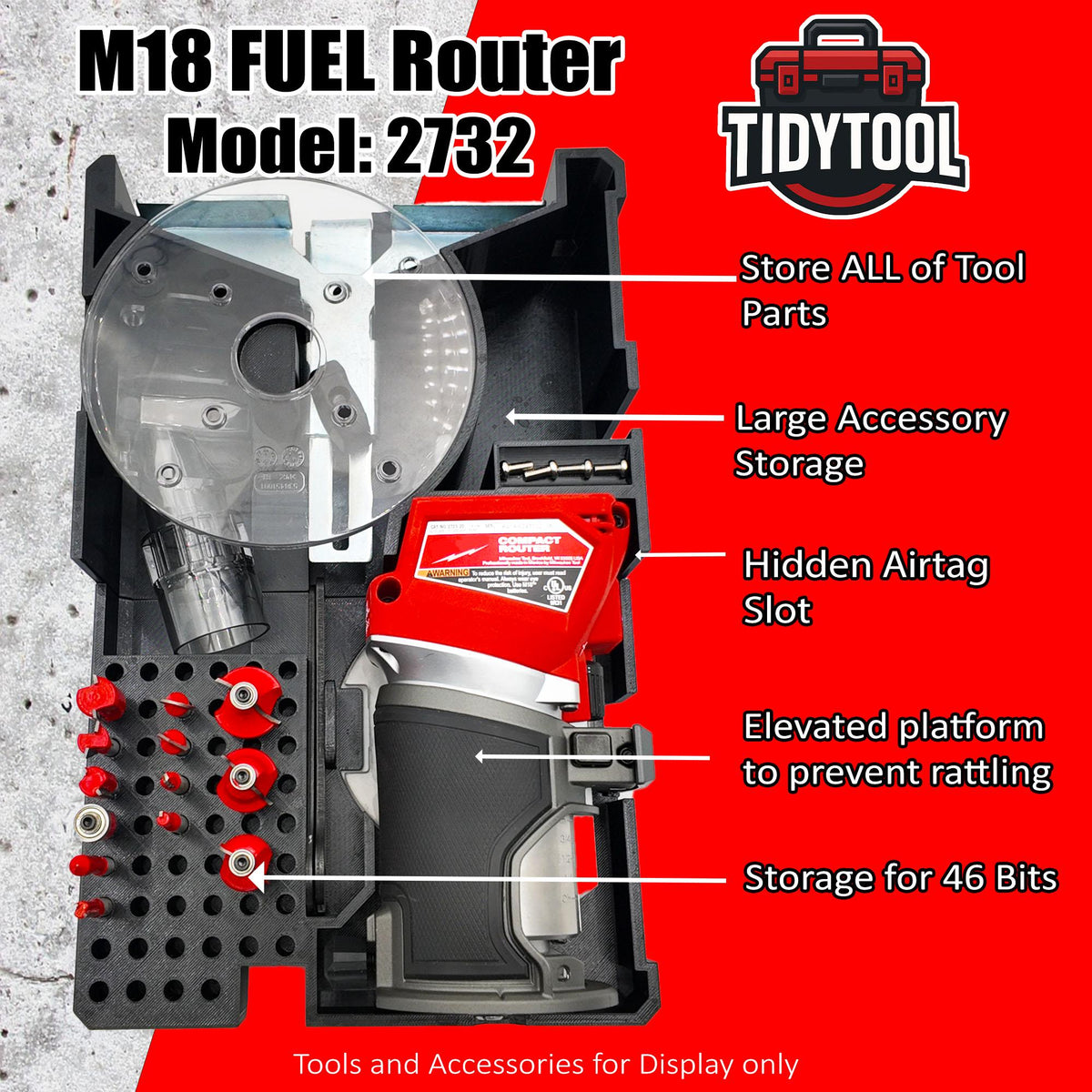 M18 FUEL Router Drawer Insert for Milwaukee Packout 2 & 3 Drawer Tool Boxes (2723-20)