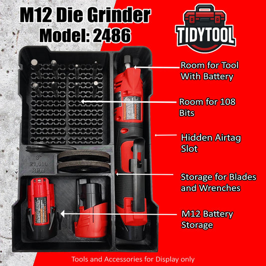 M12 FUEL 1/4" Straight Die Grinder Packout Insert for Compact Organizer (2486-20)