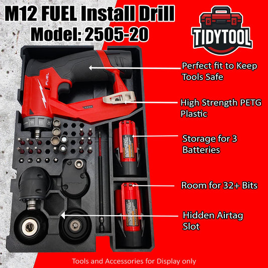 Milwaukee M12 FUEL Drill/Driver Packout Insert - PETG, Hidden AirTag