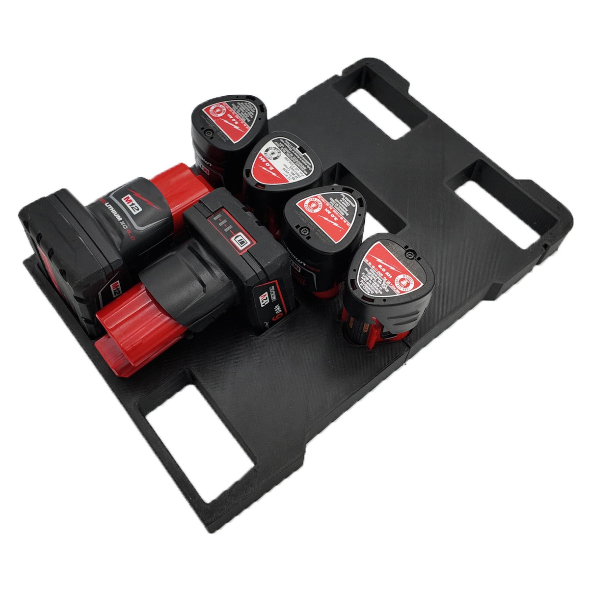 M12 Battery Holder Insert for Milwaukee Packout Compact Organizer Storage System.