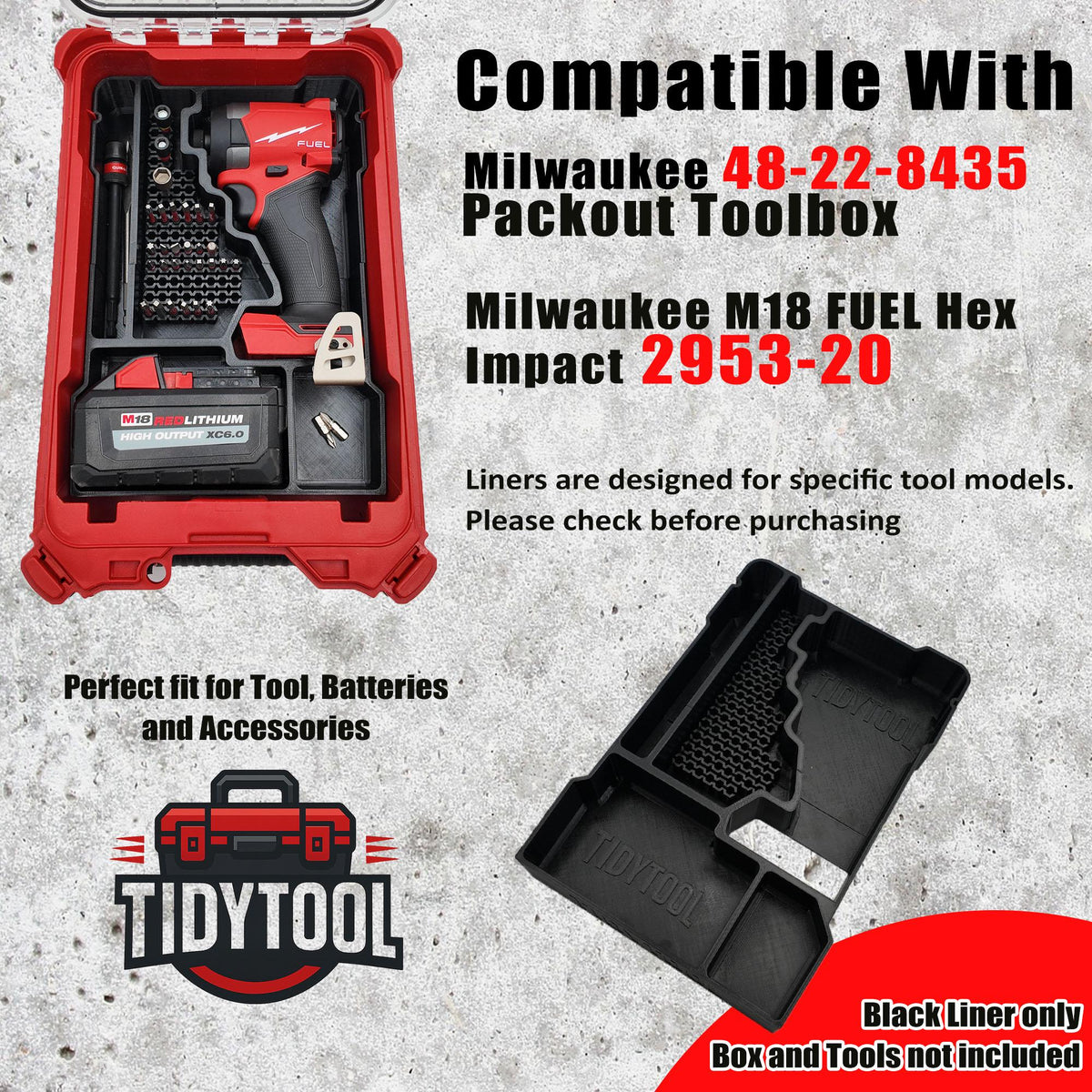 M18 Fuel Impact Driver Packout Insert with 68 Bit and Battery Storage (2953-20)