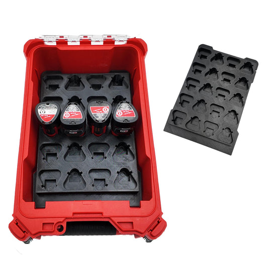 M12 Battery Storage Insert for Milwaukee Packout Compact Organizer Storage System.