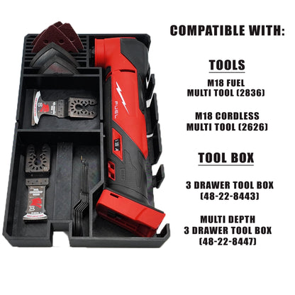 M18 Multi Tool Insert for Milwaukee Packout 2 & 3 Drawer Toolbox