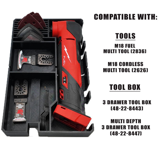 M18 Multi Tool Insert for Milwaukee Packout 2 & 3 Drawer Toolbox