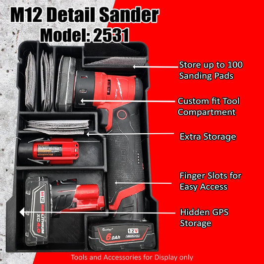 M12 Orbital Detail Sander (2531-20) for Milwaukee Packout Compact Organizer Storage System.