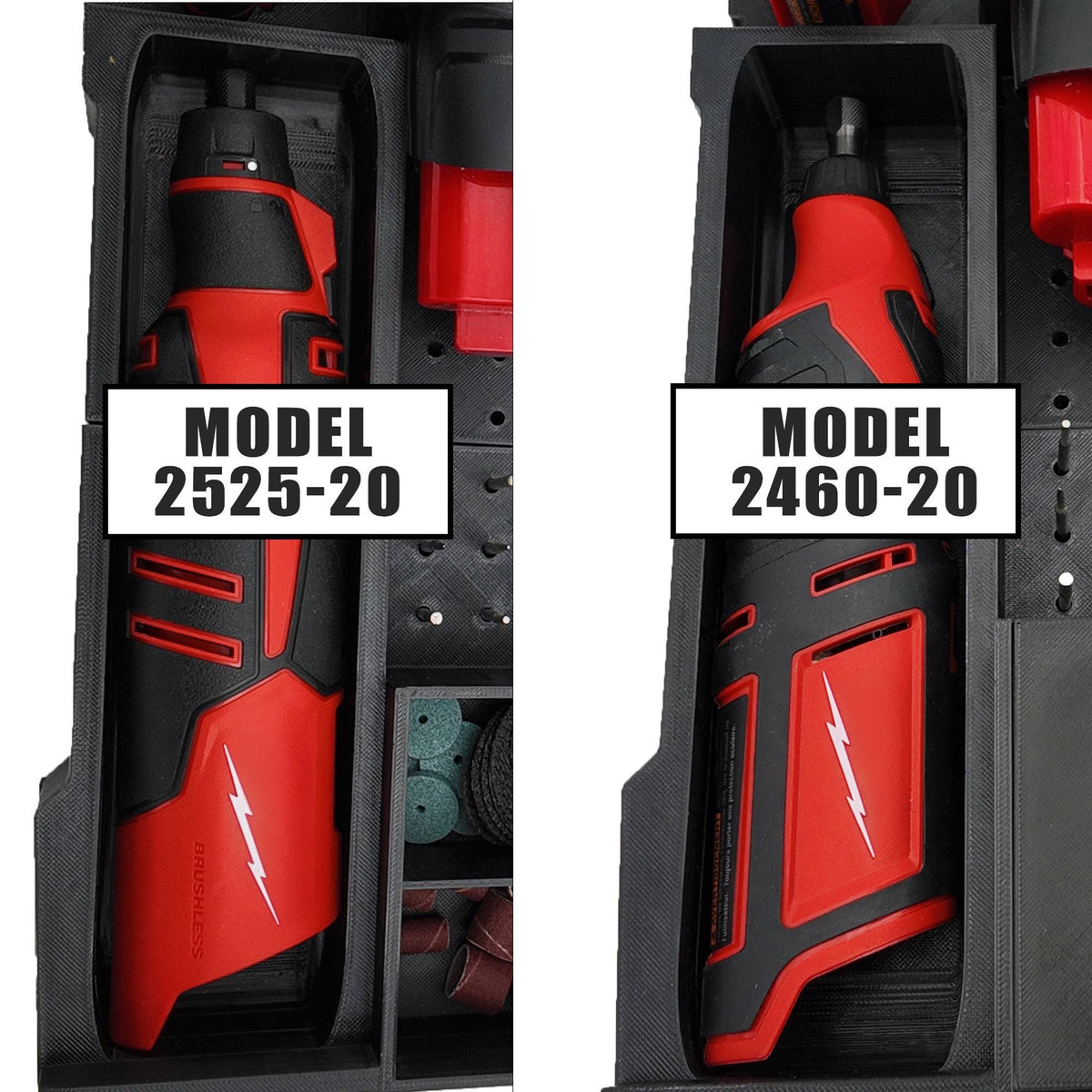 M12 Rotary Tool for Milwaukee Packout Compact Organizer Storage System. Models (2460-20, 2525-20)