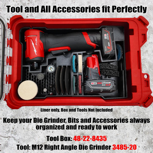 M12 Right Angle Die Grinder (3485-20) Packout Insert for Milwaukee Compact Storage System