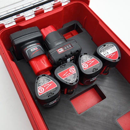 M12 Battery Holder Insert for Milwaukee Packout Compact Organizer Storage System.