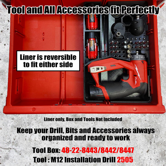 Milwaukee M12 FUEL Drill/Driver Packout Insert - PETG, Hidden AirTag