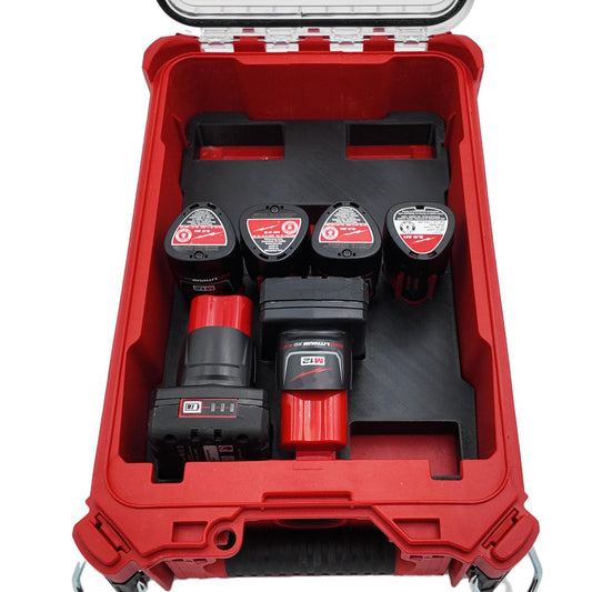 M12 Battery Holder Insert for Milwaukee Packout Compact Organizer Storage System.