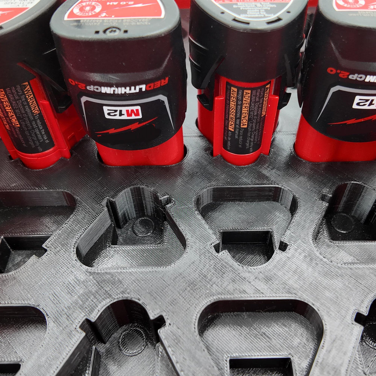M12 Battery Storage Insert for Milwaukee Packout Compact Organizer Storage System.