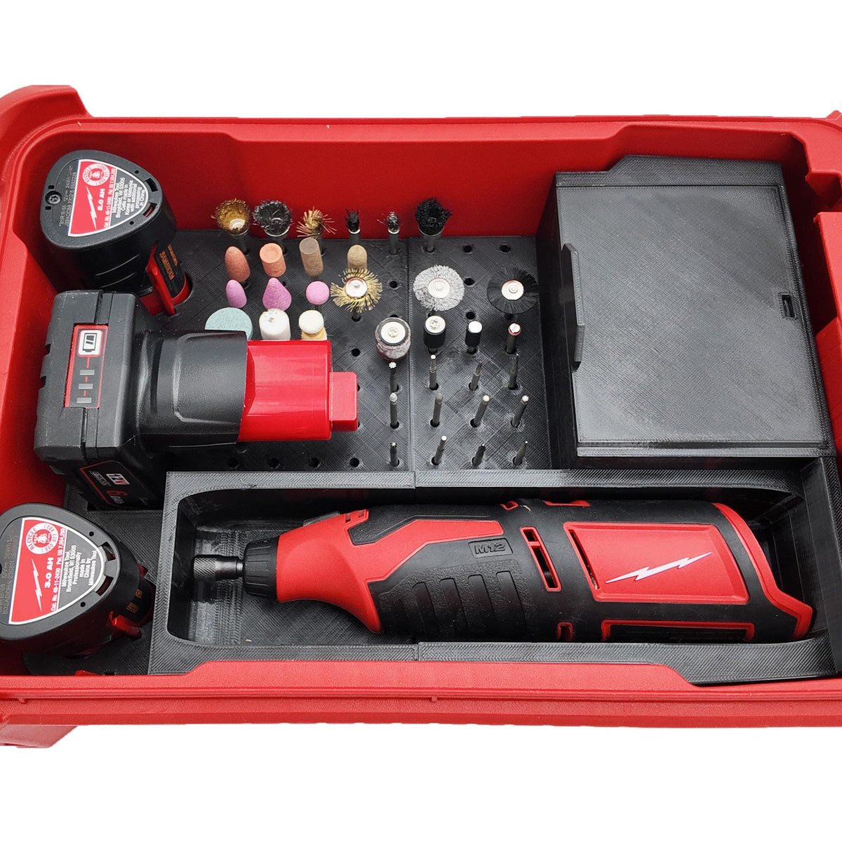 M12 Rotary Tool for Milwaukee Packout Compact Organizer Storage System. Models (2460-20, 2525-20)