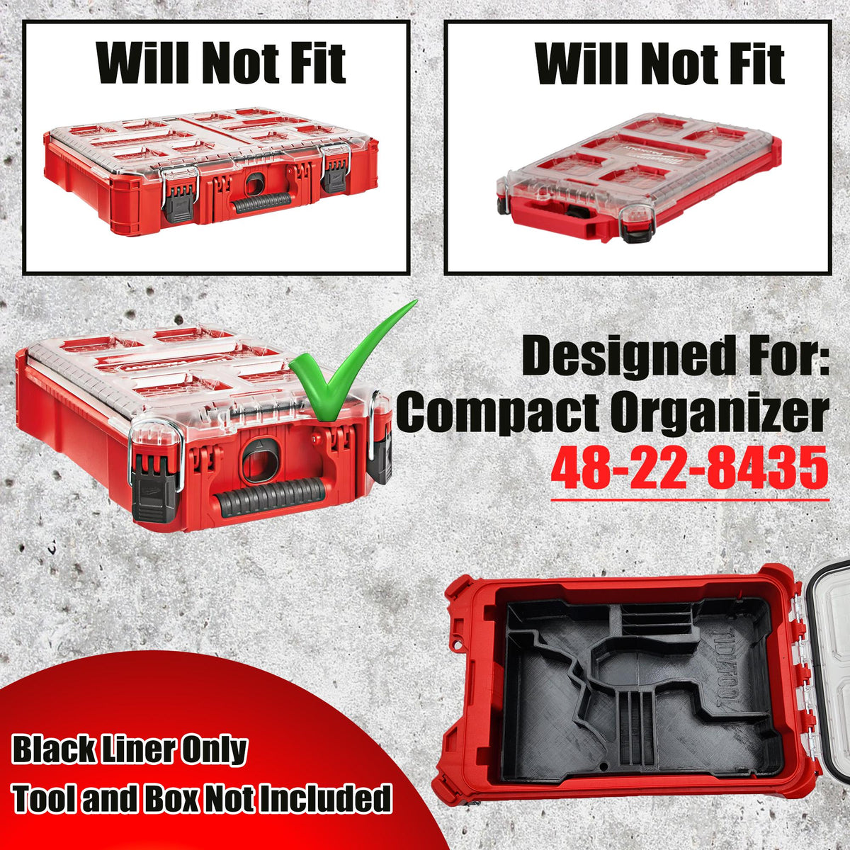 M12 Compact Cut Off Tool (2522-20) Packout Insert for Milwuakee Packout Storage System