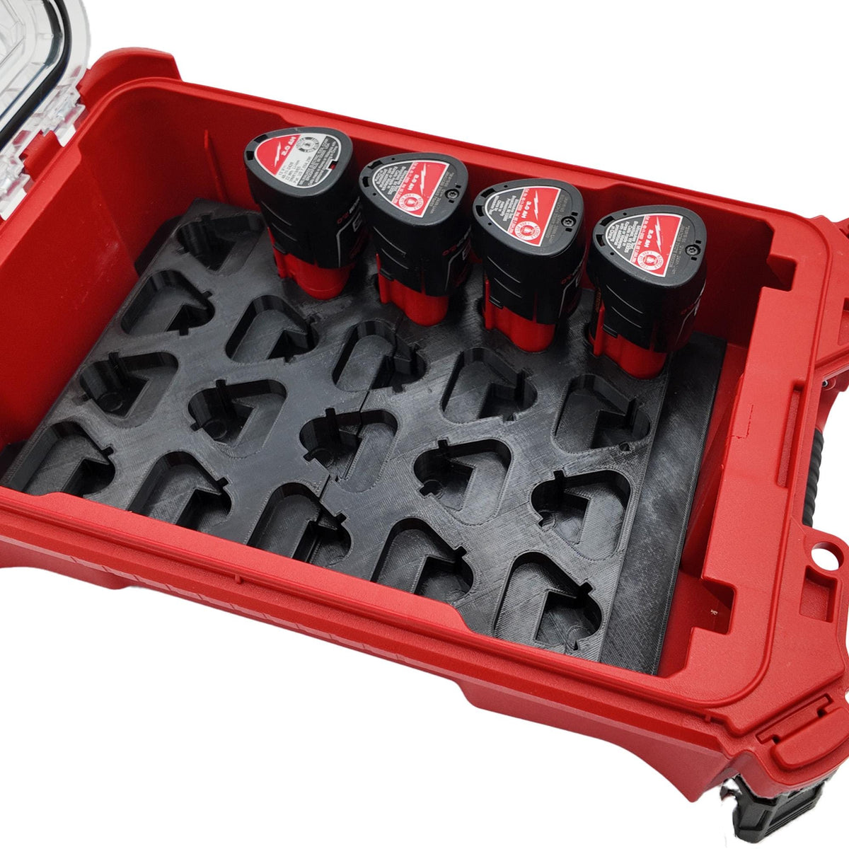 M12 Battery Storage Insert for Milwaukee Packout Compact Organizer Storage System.