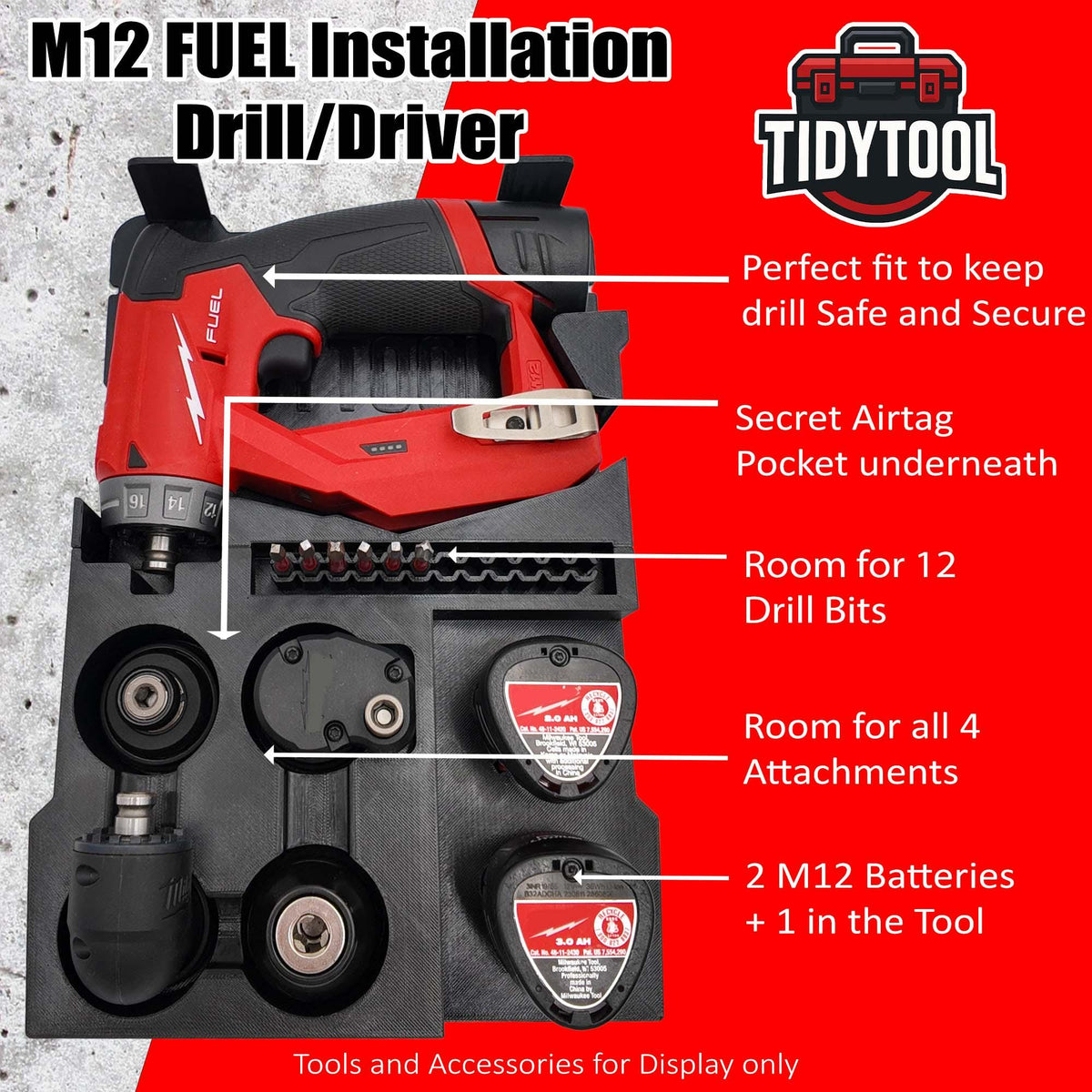 Milwaukee M12 FUEL Installation Drill/Driver Packout Insert, Compact Organizer (2505-20, 2505-22)